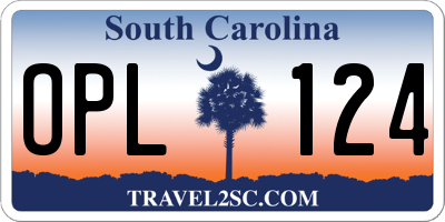 SC license plate OPL124