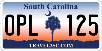 SC license plate OPL125