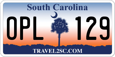 SC license plate OPL129