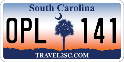 SC license plate OPL141