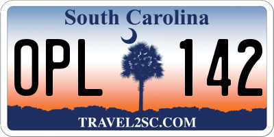 SC license plate OPL142