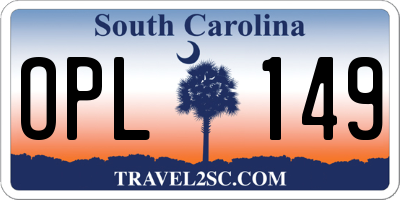 SC license plate OPL149