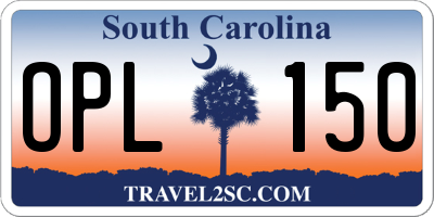SC license plate OPL150