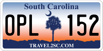 SC license plate OPL152