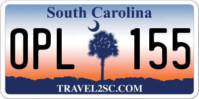 SC license plate OPL155