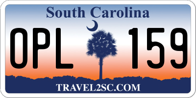 SC license plate OPL159