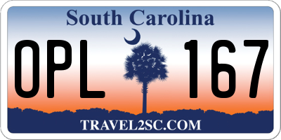 SC license plate OPL167
