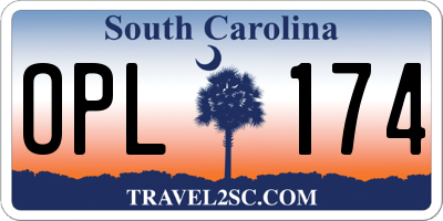 SC license plate OPL174