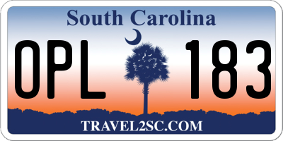 SC license plate OPL183