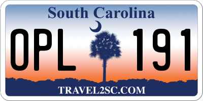 SC license plate OPL191