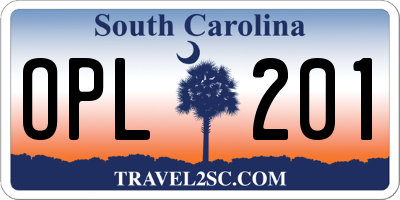 SC license plate OPL201