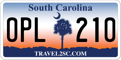 SC license plate OPL210