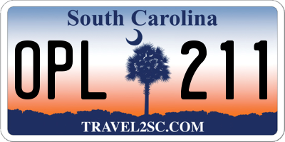 SC license plate OPL211