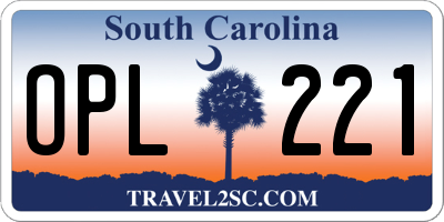 SC license plate OPL221