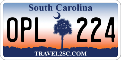 SC license plate OPL224