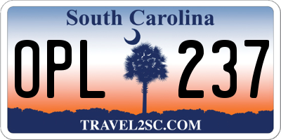SC license plate OPL237
