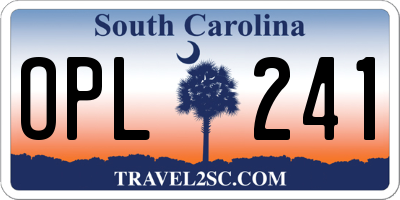 SC license plate OPL241
