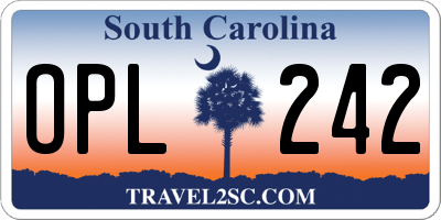 SC license plate OPL242