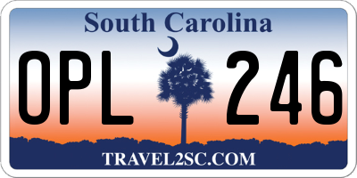 SC license plate OPL246