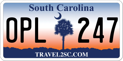 SC license plate OPL247