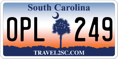 SC license plate OPL249