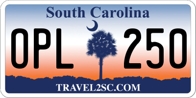 SC license plate OPL250