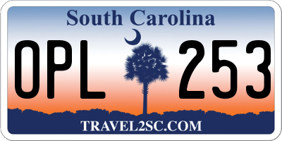 SC license plate OPL253