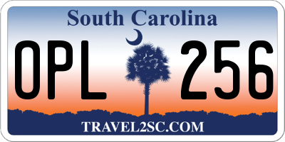 SC license plate OPL256