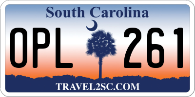 SC license plate OPL261