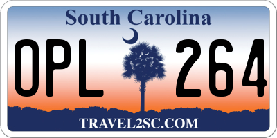 SC license plate OPL264