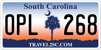 SC license plate OPL268