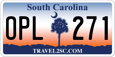 SC license plate OPL271