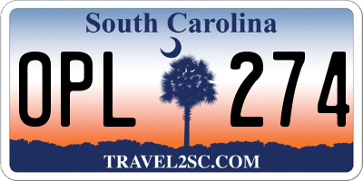 SC license plate OPL274