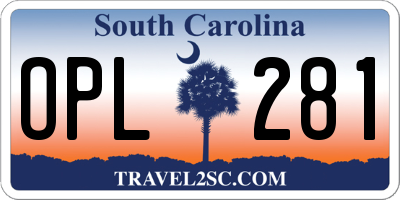 SC license plate OPL281