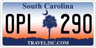 SC license plate OPL290