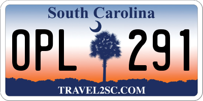 SC license plate OPL291