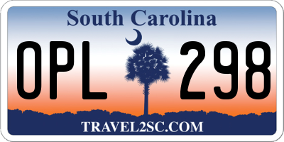 SC license plate OPL298