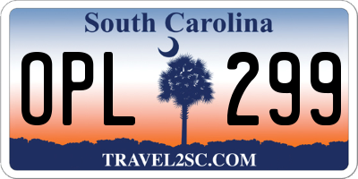 SC license plate OPL299