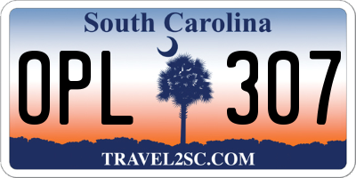SC license plate OPL307