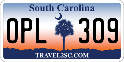 SC license plate OPL309
