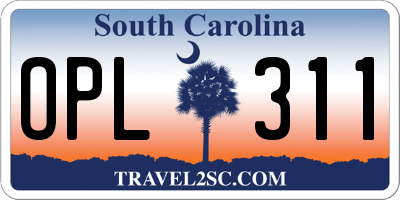 SC license plate OPL311