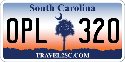 SC license plate OPL320