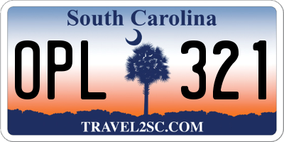SC license plate OPL321