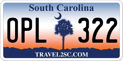 SC license plate OPL322