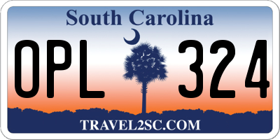 SC license plate OPL324