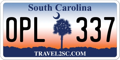 SC license plate OPL337