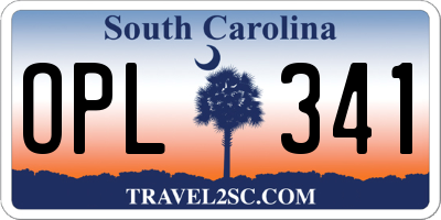 SC license plate OPL341