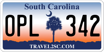 SC license plate OPL342