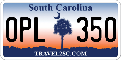 SC license plate OPL350