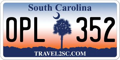 SC license plate OPL352
